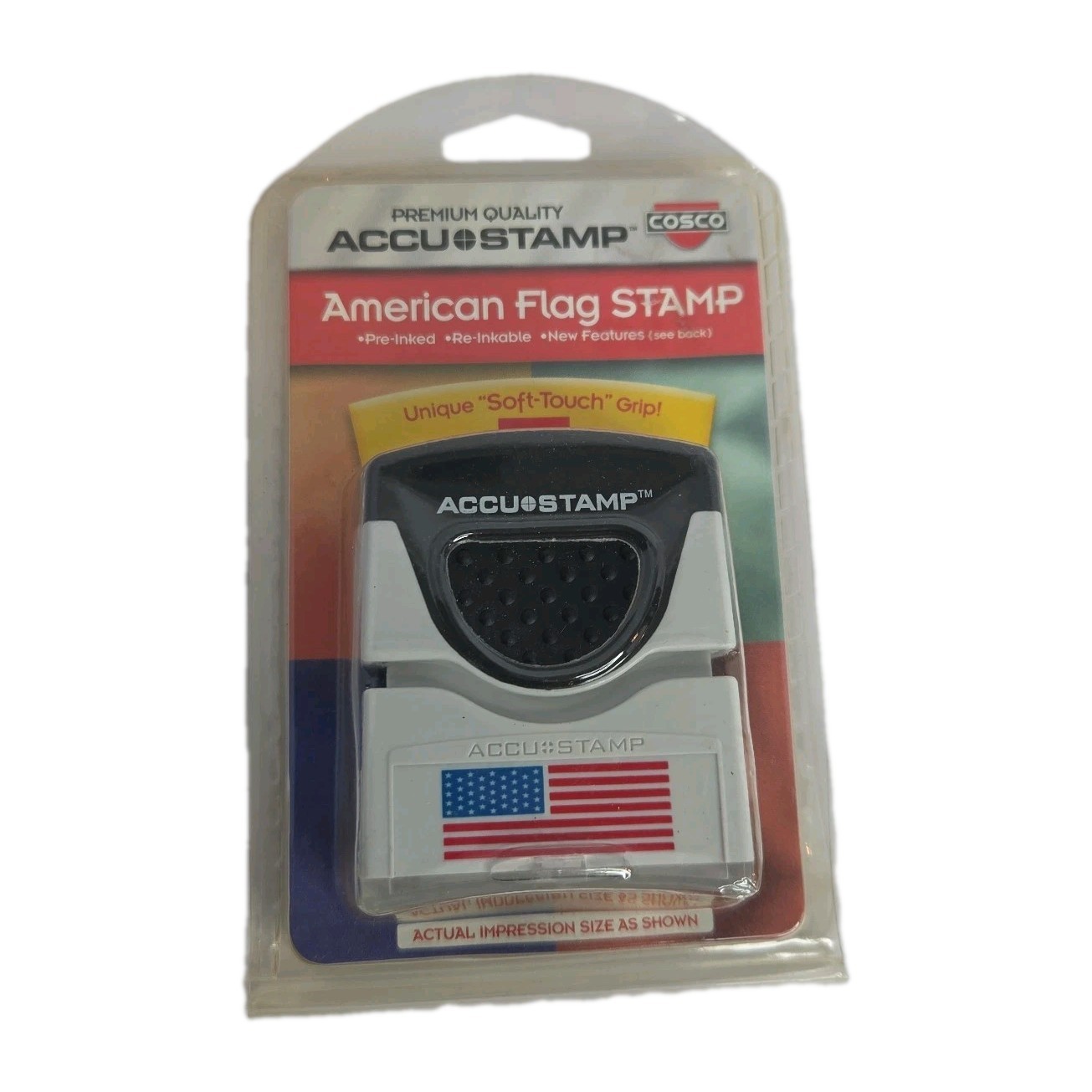 NEW COSCO Accustamp2 Premium Shutter Stamp w/ Microban American Flag Stamp