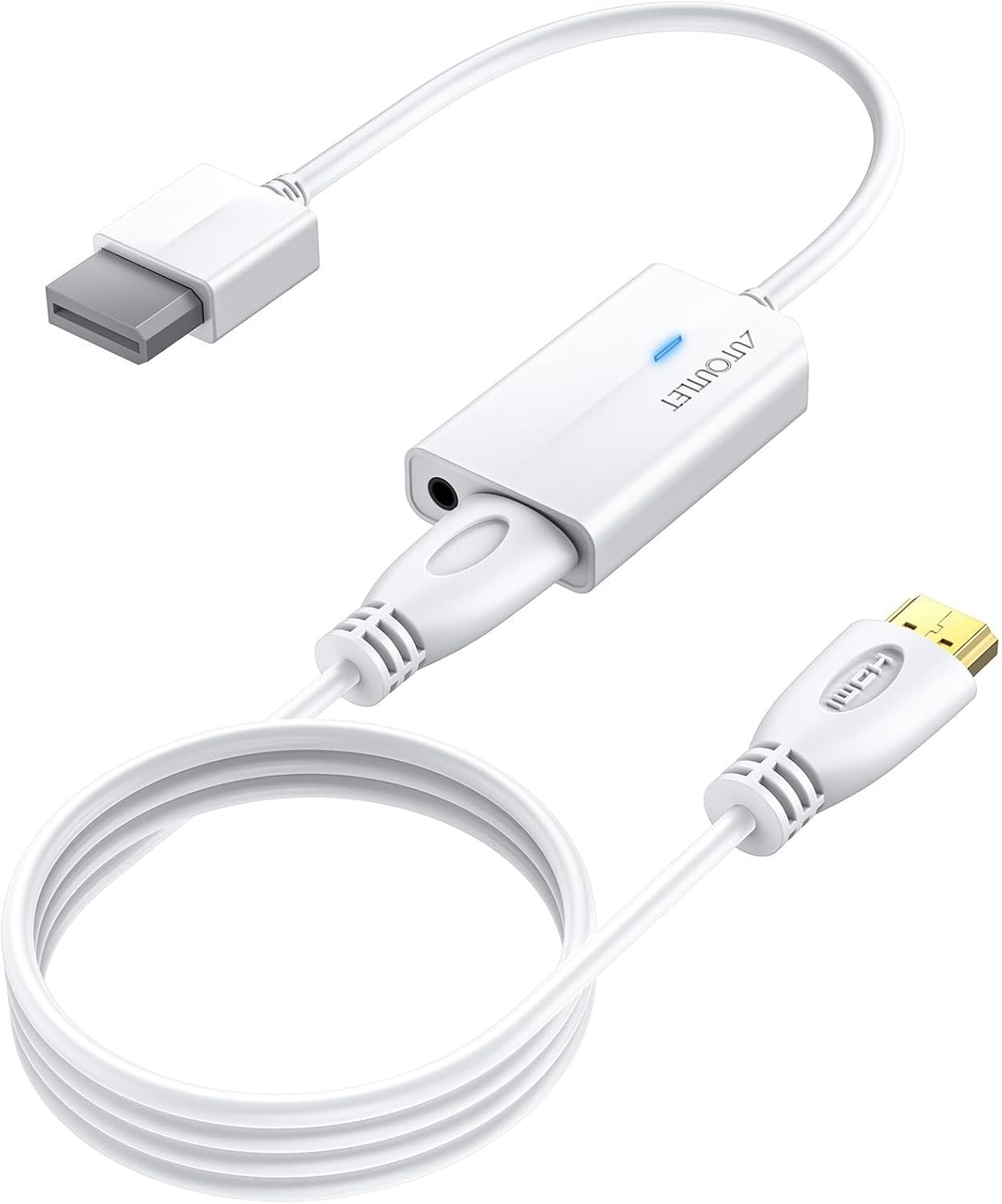 AUTOUTLET Wii to HDMI Converter 1080P for Full HD Device, Wii HDMI Adapter with