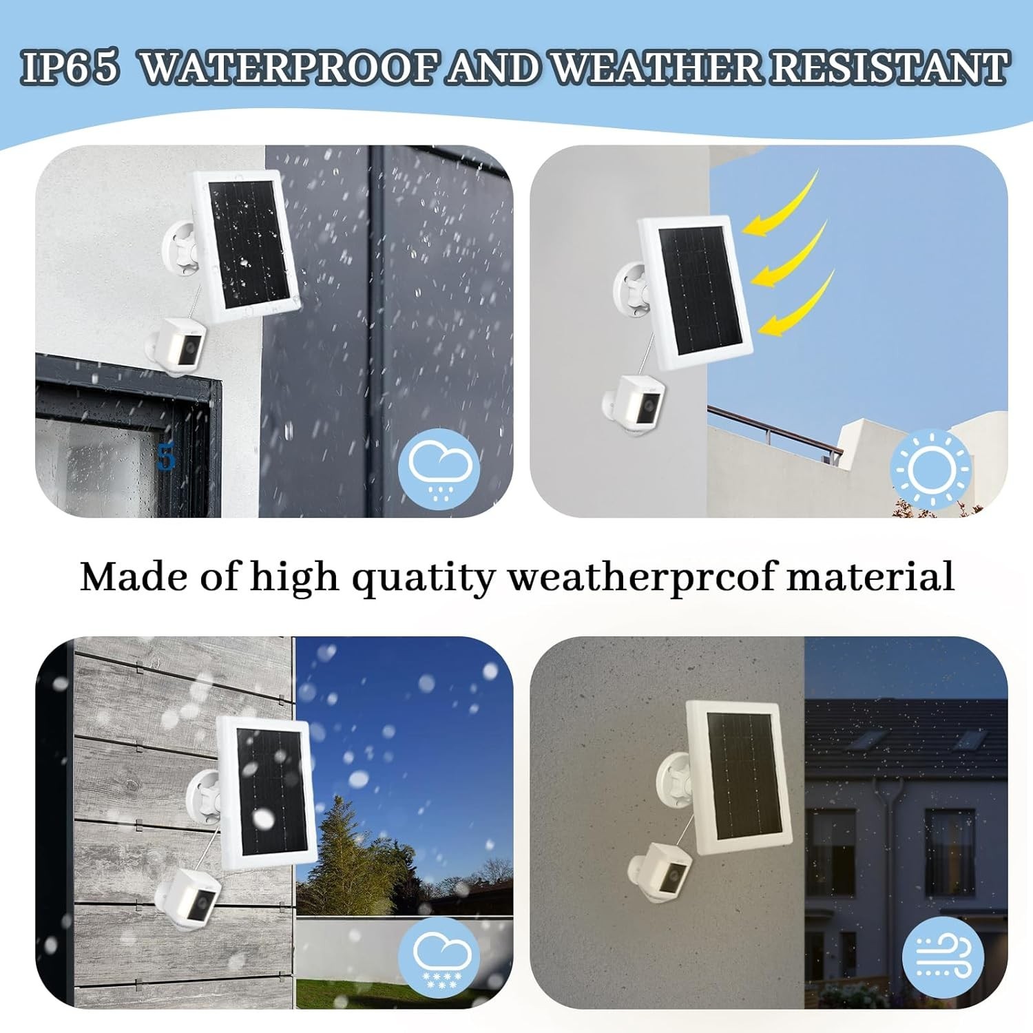 Solar Panel for Ring Camera(2nd Generation) Dustproof Waterproof 5W Solar Panel