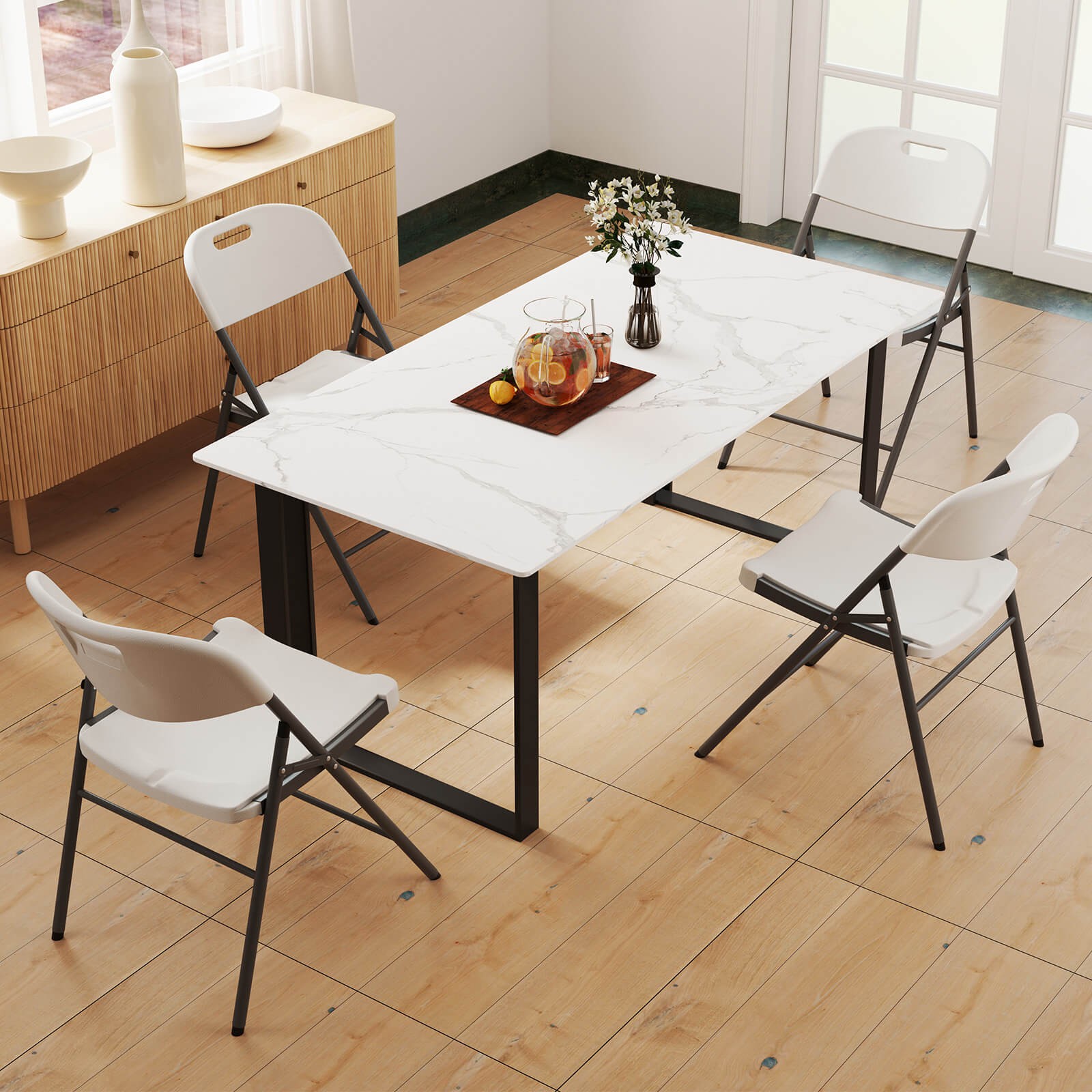 Folding Chairs Set of 12 HDPE Plastic Chairs with Metal Frame for Home Office