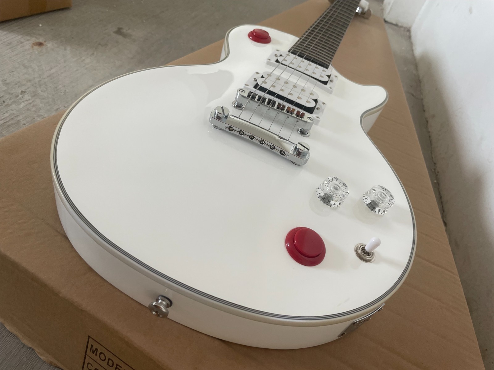 Lvybest  Kill Switch Buckethead Style Electric Guitar 24 Frets Alpine White