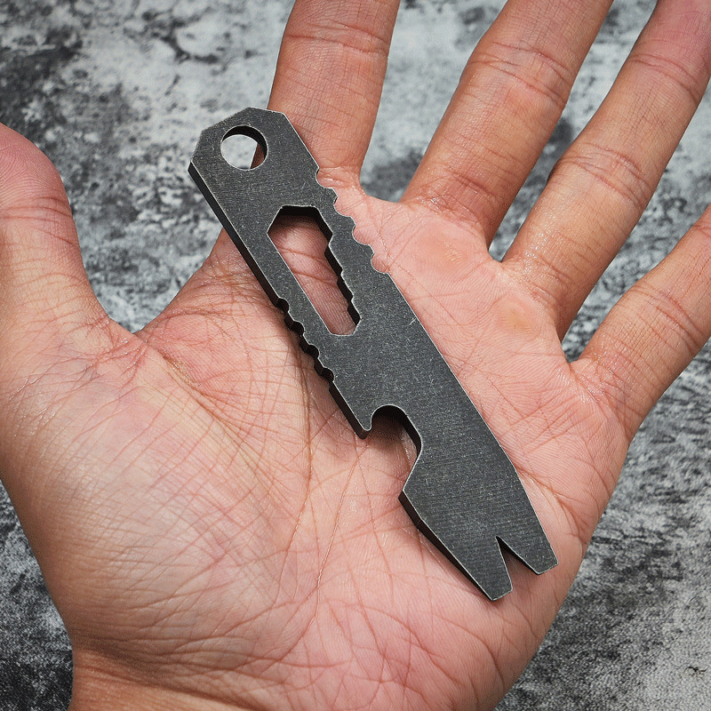 EDC Stainless Steel Pocket Multi Tools Pry Bar Crowbar Wrench Opener Keychain