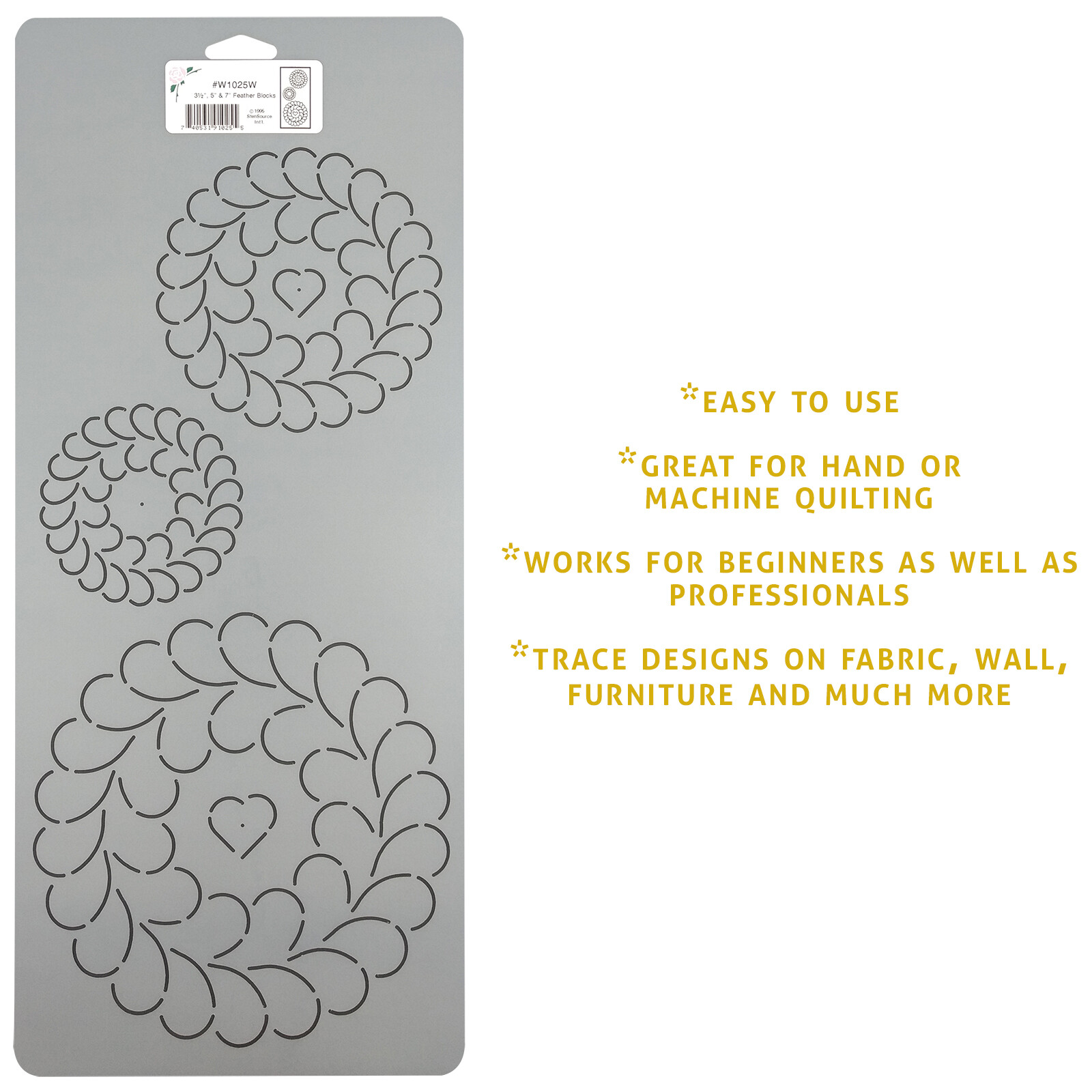 Feather Quilting Stencil Hand Quilt Circle Scallop Swirl Block Pattern Template
