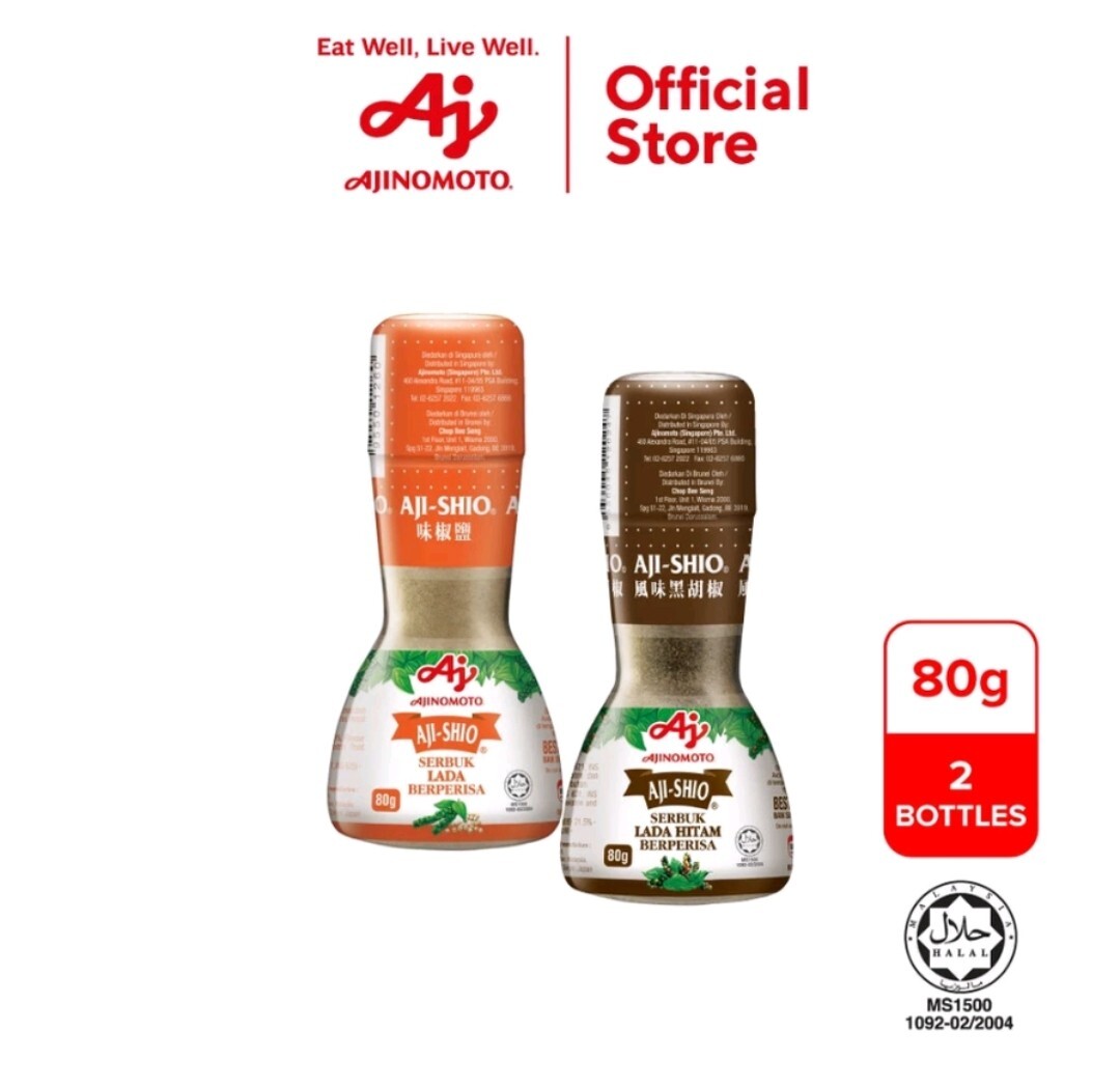 Flavoured Pepper Ajishio (5 black pepper + 5 white pepper # 10 bottle) x 80gram