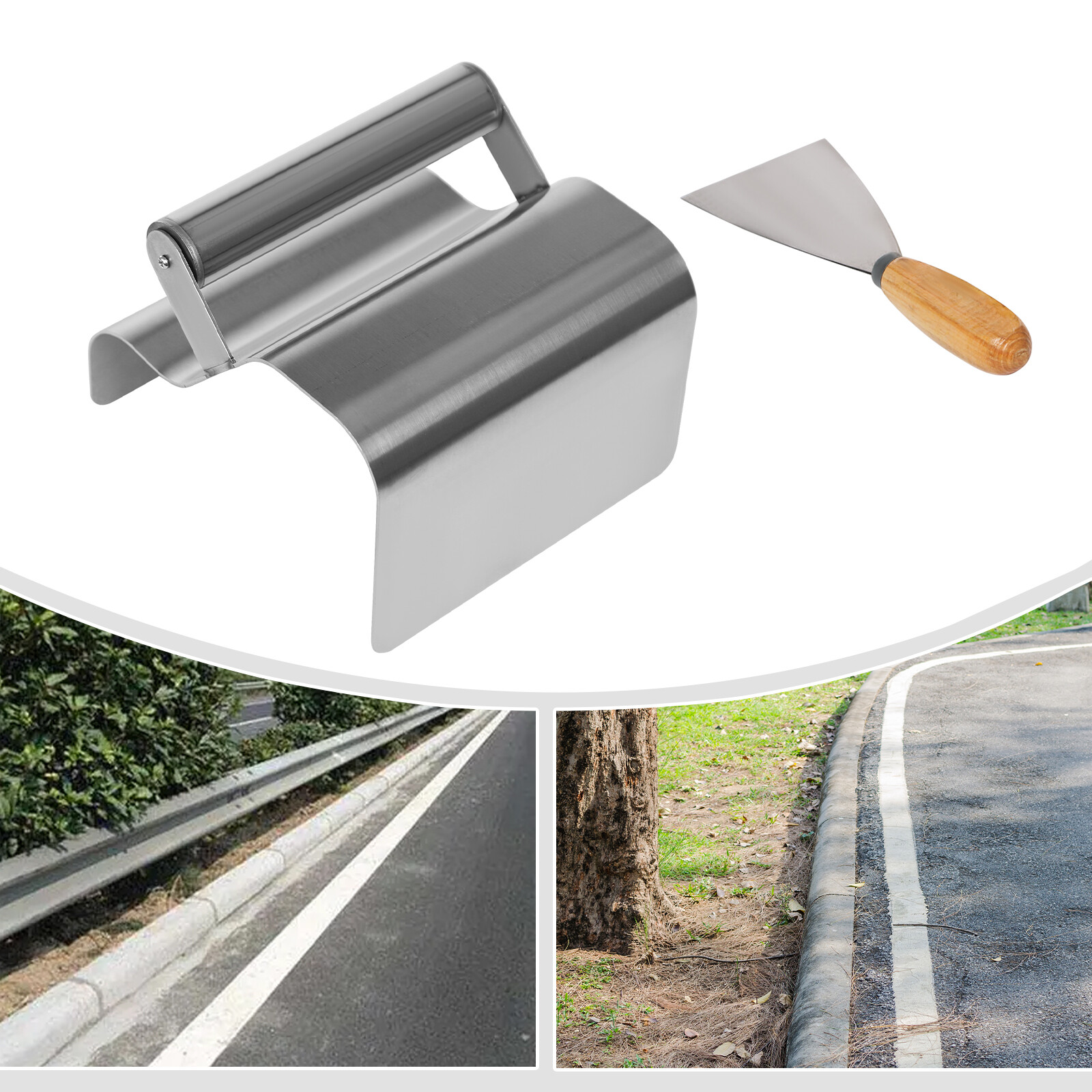 Landscape Curb Trowel Concrete Curbing Trowel with Putty Blade Stainless Steel