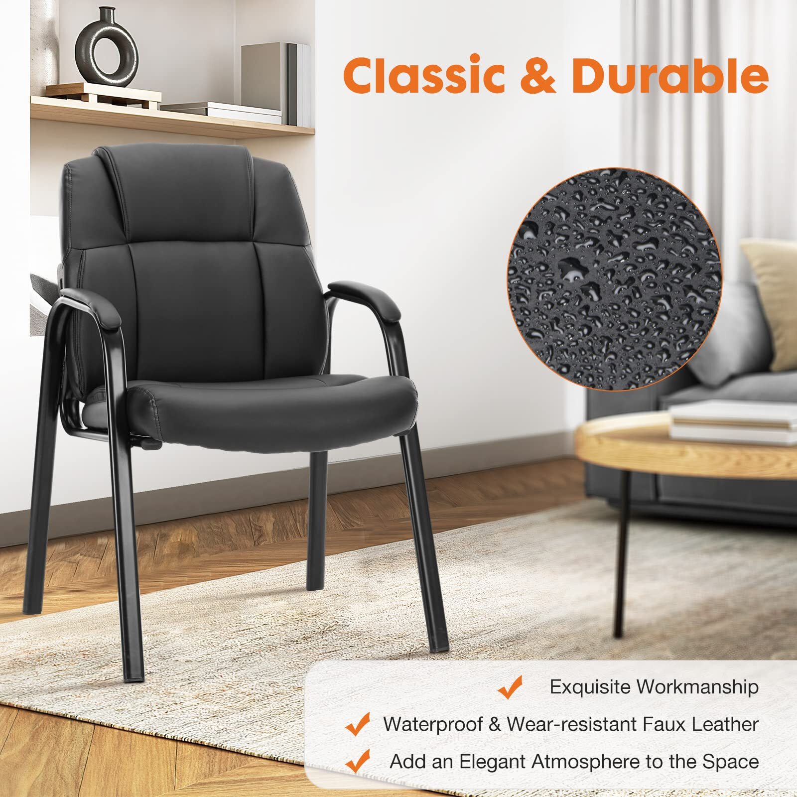 PU Leather Executive Waiting Room Chair Reception Guest Office Chair
