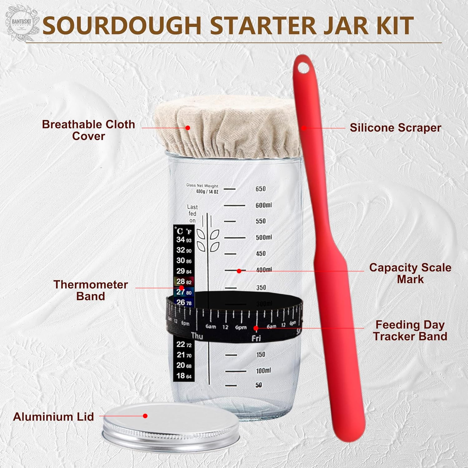 Complete Sourdough Starter Kit, Sourdough Bread Baking Supplies, Banneton Bread