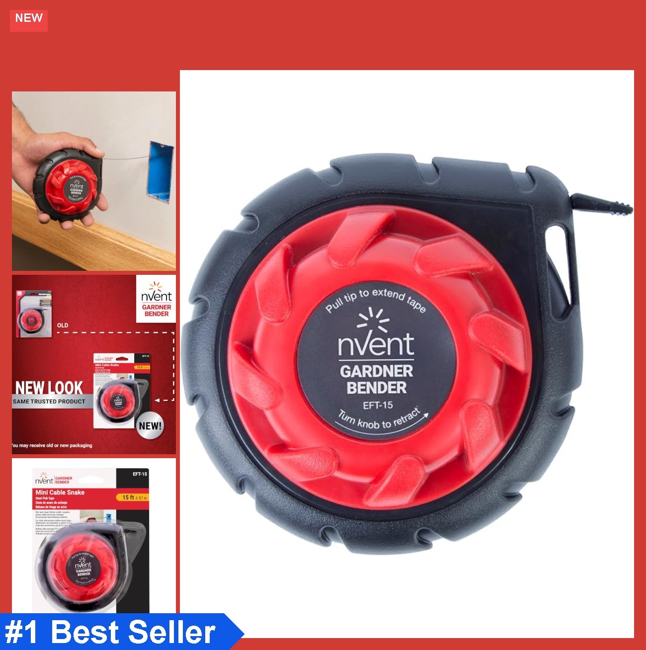 Fish Tape 15 Foot Steel Electrical Wire Fishing Tool Cable Snake Puller Compact
