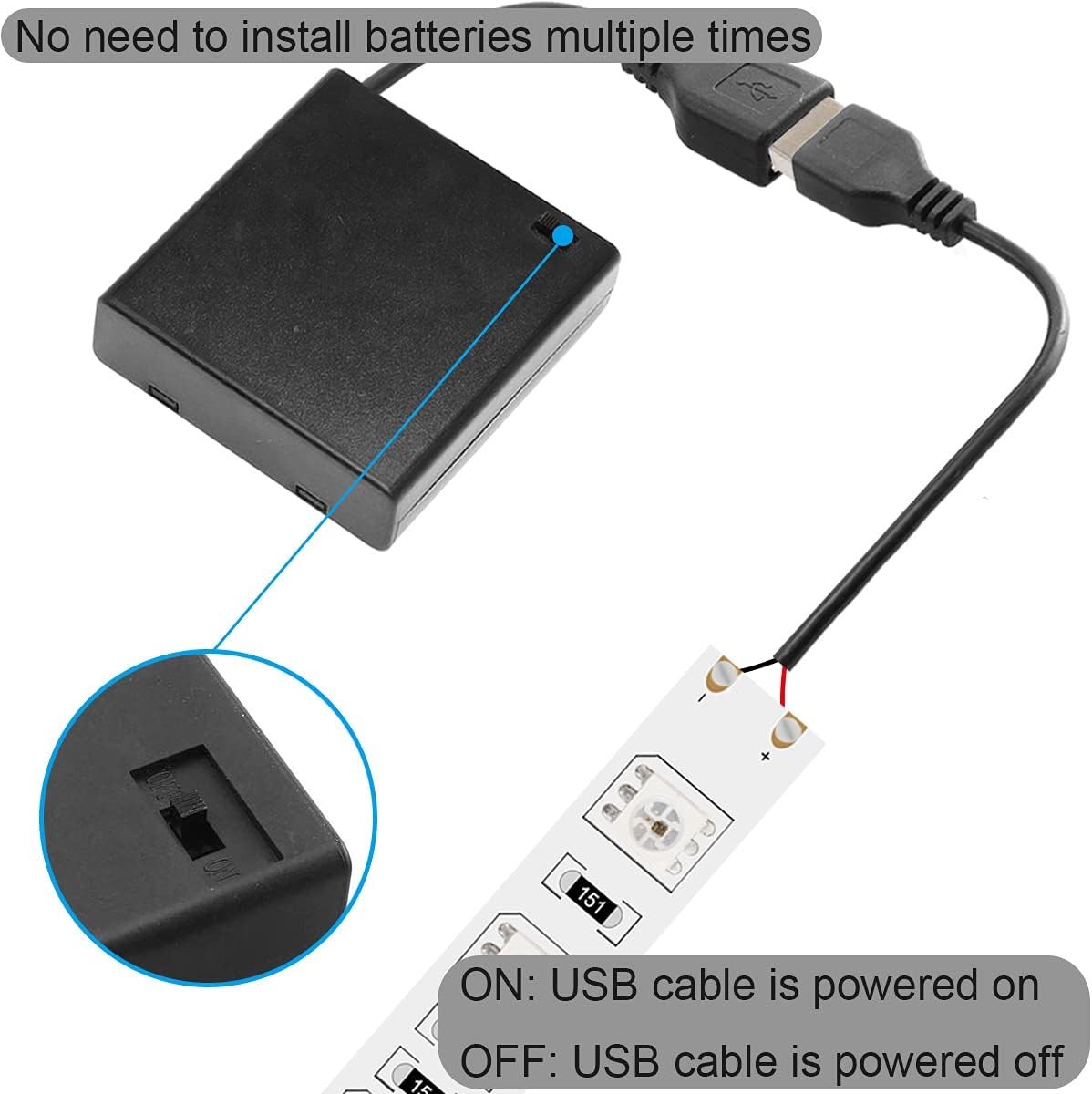 4 PCS 4 AA Battery Holder USB Switch, 6V Female Socket, 4 x 1.5V 4