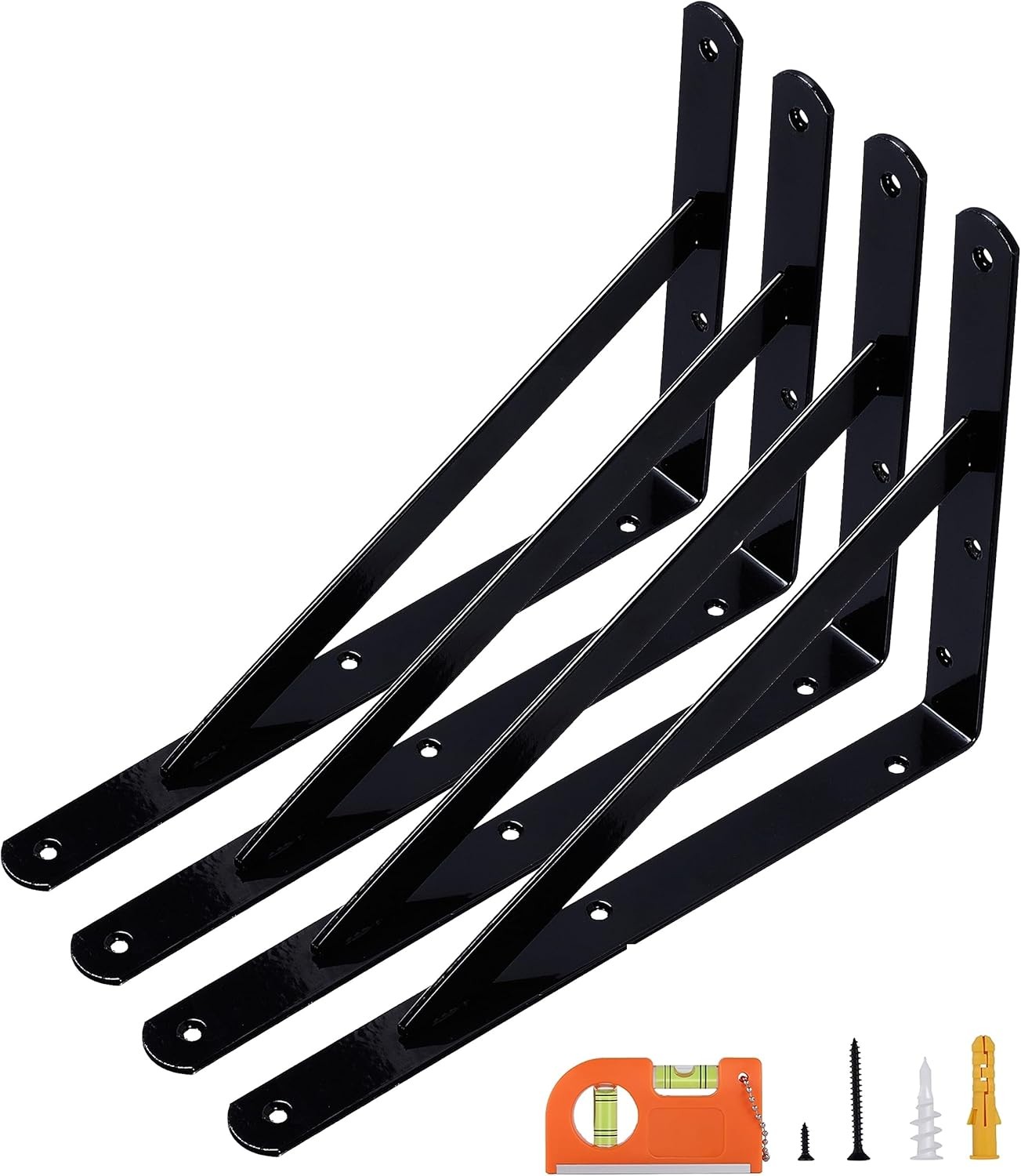 4-Pack 12 Inch Heavy Duty Shelf Brackets, Large Wall Bracket for Garage