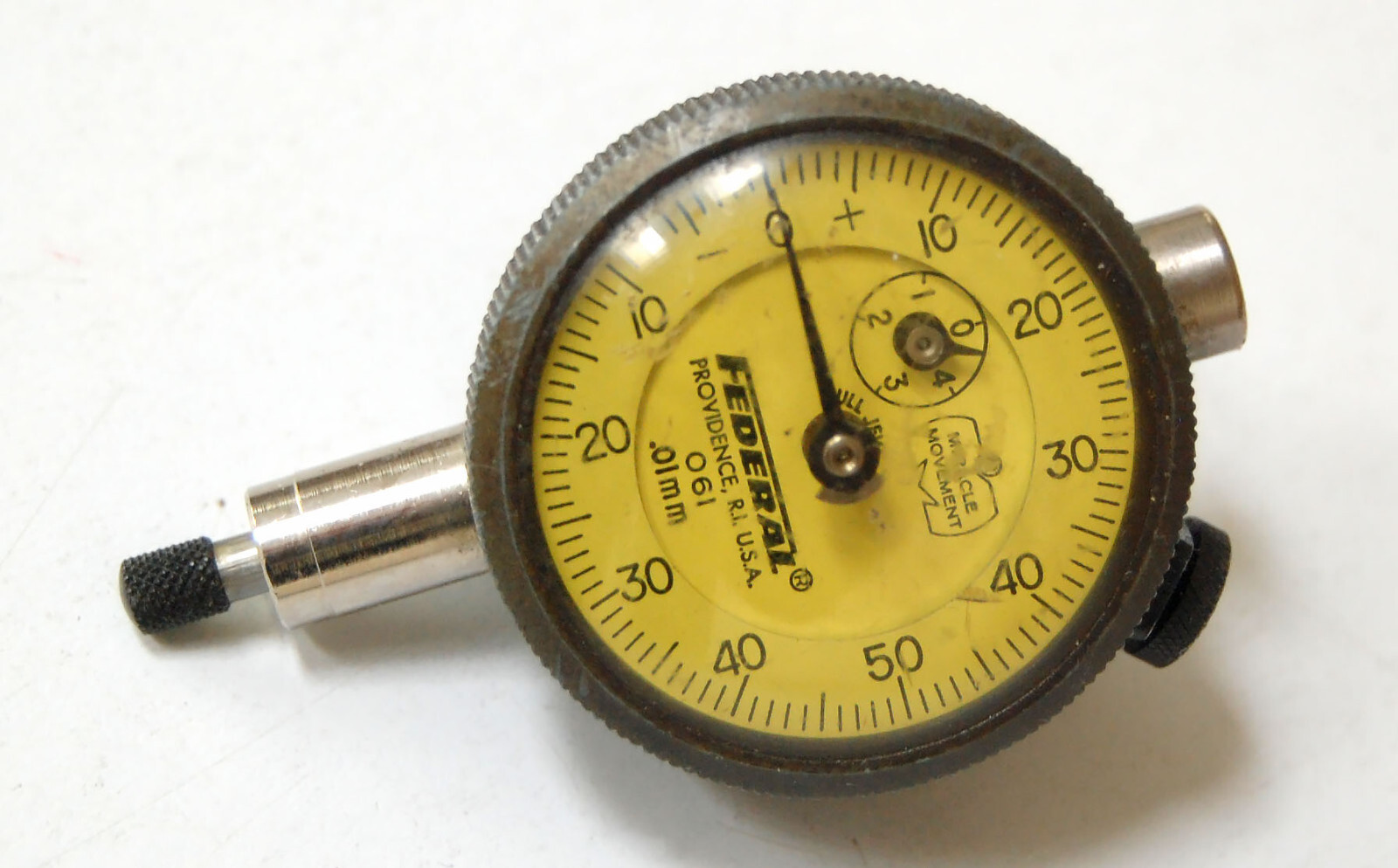Federal O61 Metric Dial Indicator .01mm Grad Full Jeweled Good Working Condition