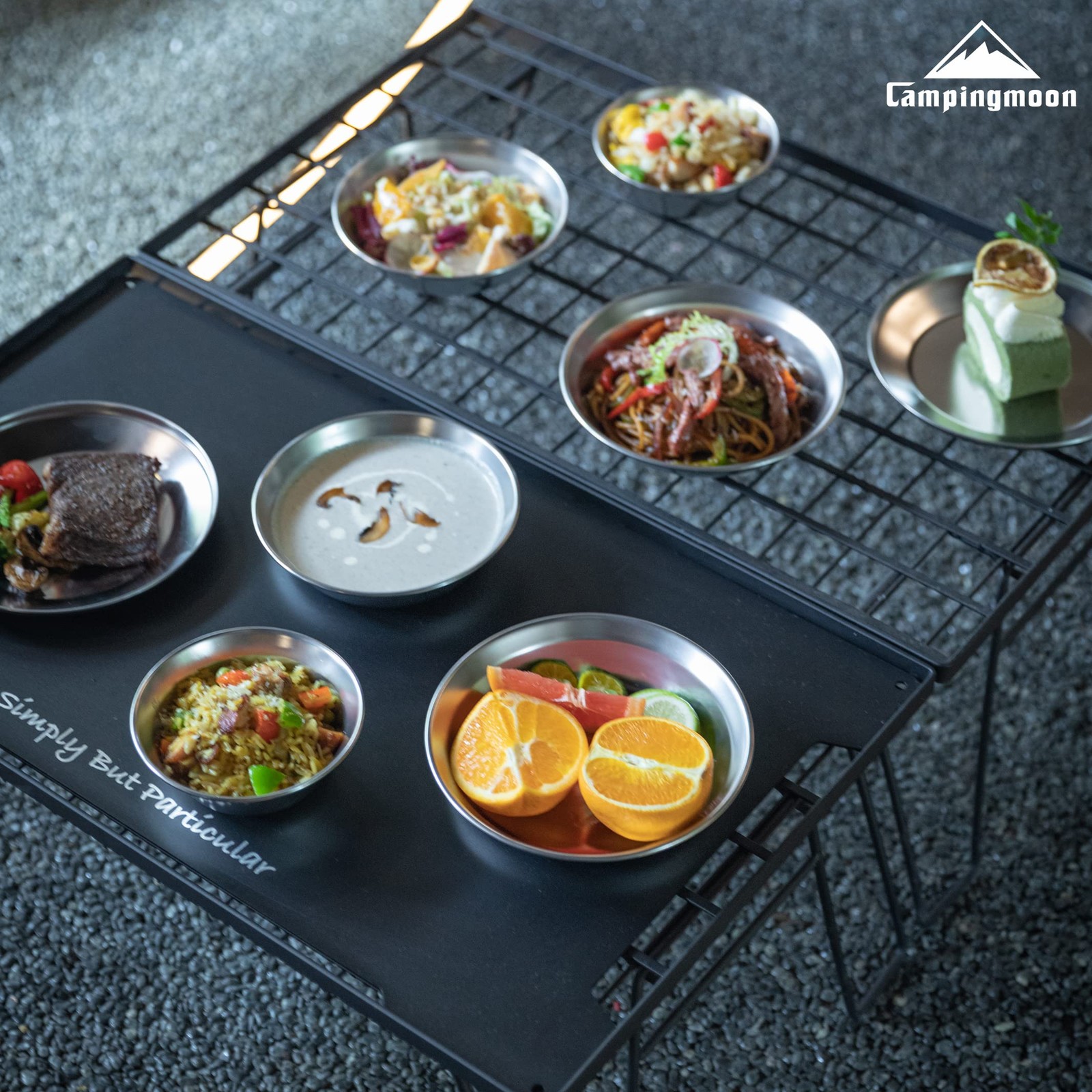 CAMPING MOON Tableware Camping Plate Stainless Steel Tableware Set 8 Pieces S395