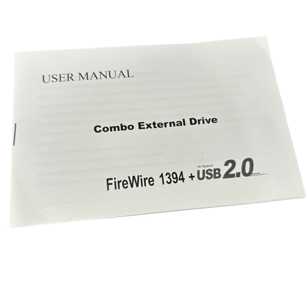 FireWire 1394 + USB 2.0 Combo External Drive Installation CD