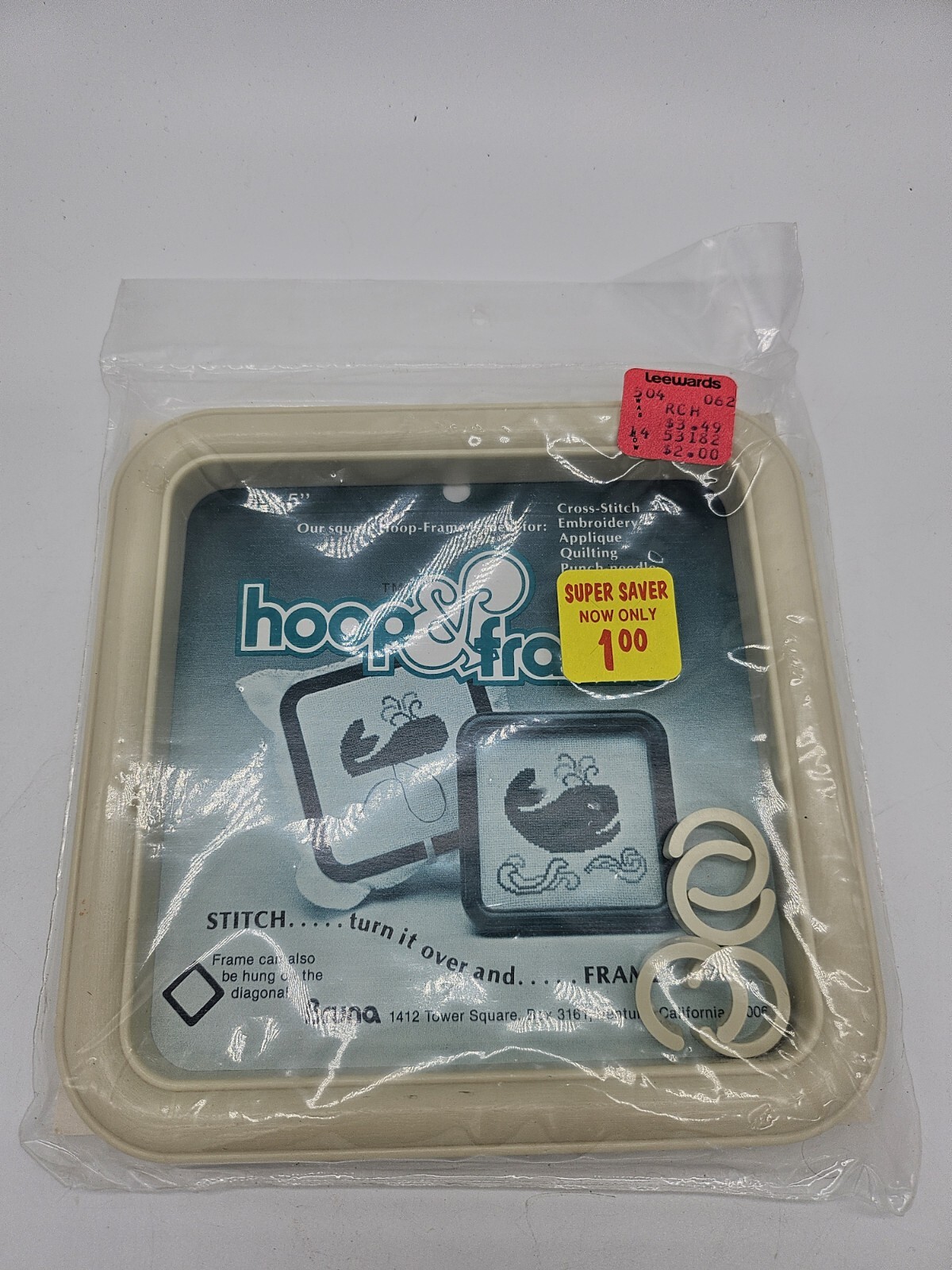 Hoop&Frame Square Hoop-Frame 5X5" White NEW Bruna Cross Stitch Embroidery Vintag