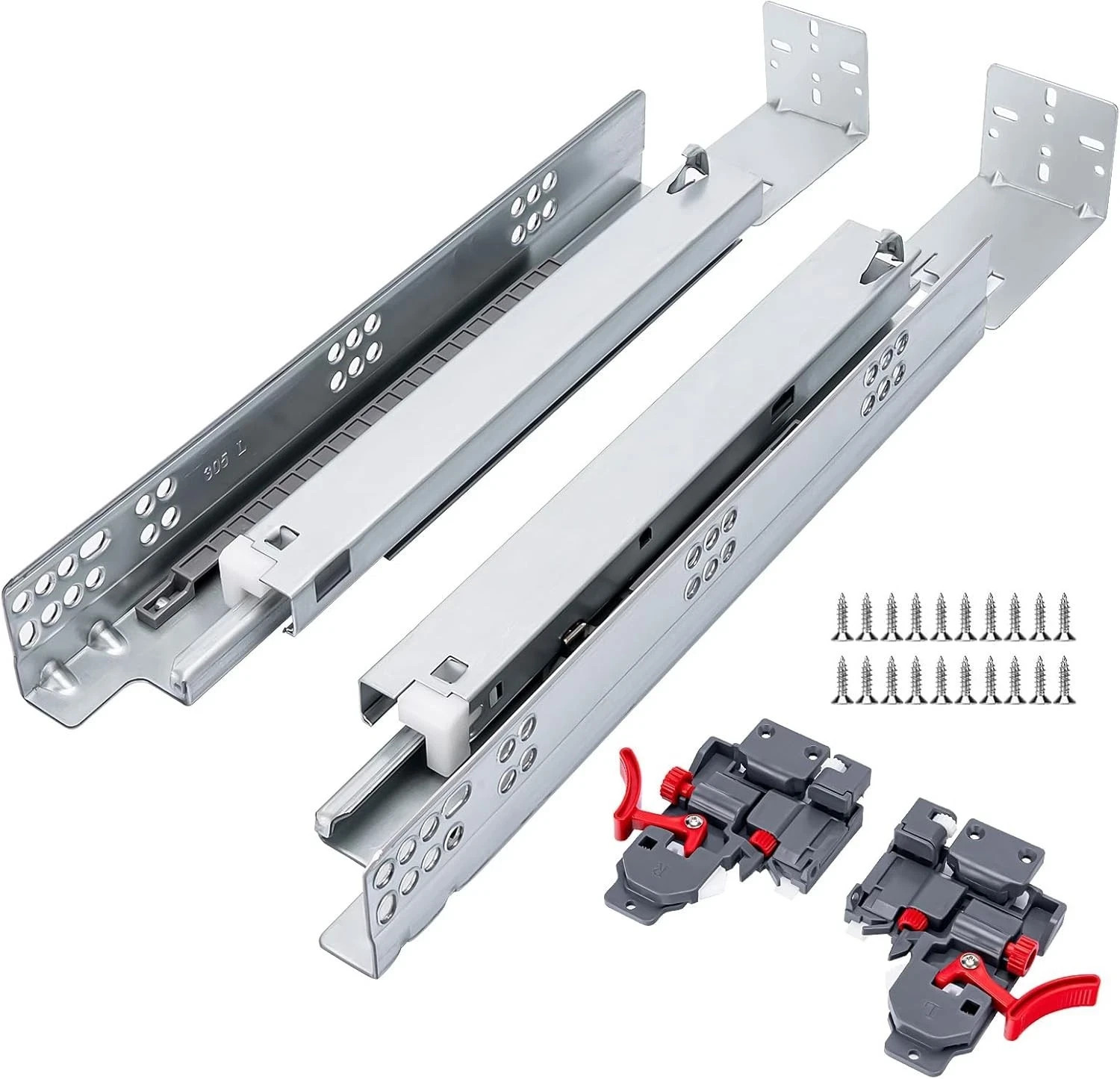 21" Undermount Soft Close Drawer Slides with 3D Locking Devices and Rear Bracket