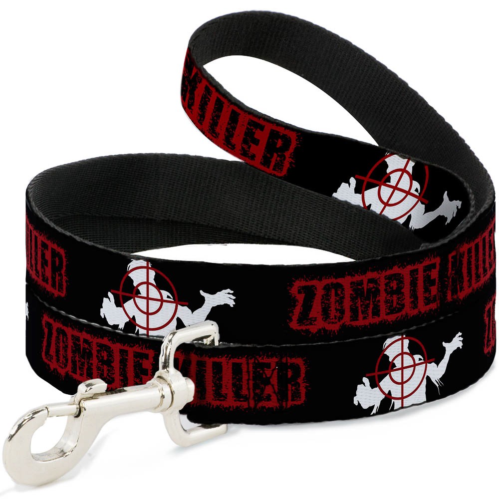 Dog Leash ZOMBIE KILLER Zombie Target Black/White/Red NARROW 0.5"