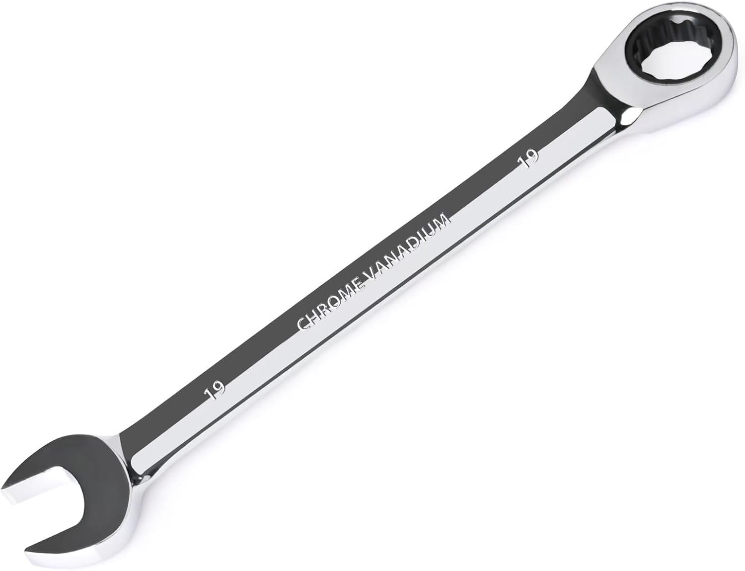 Egofine 19mm Ratcheting Combination Wrench Metric, Industrial 19mm, Silver
