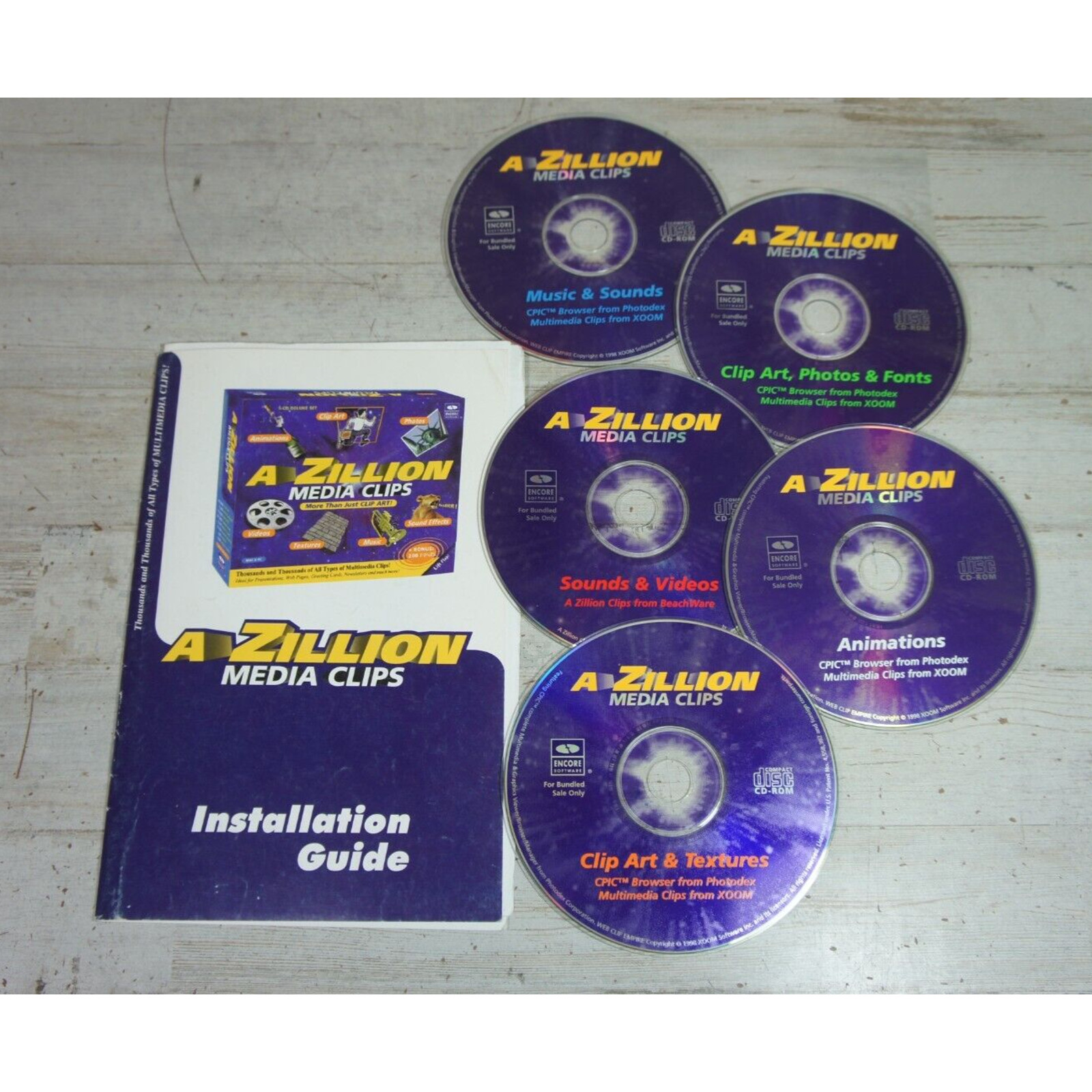 Vtg A Zillion Media Clips CDROM Set Photo Clip Art Animations Sounds Video Music