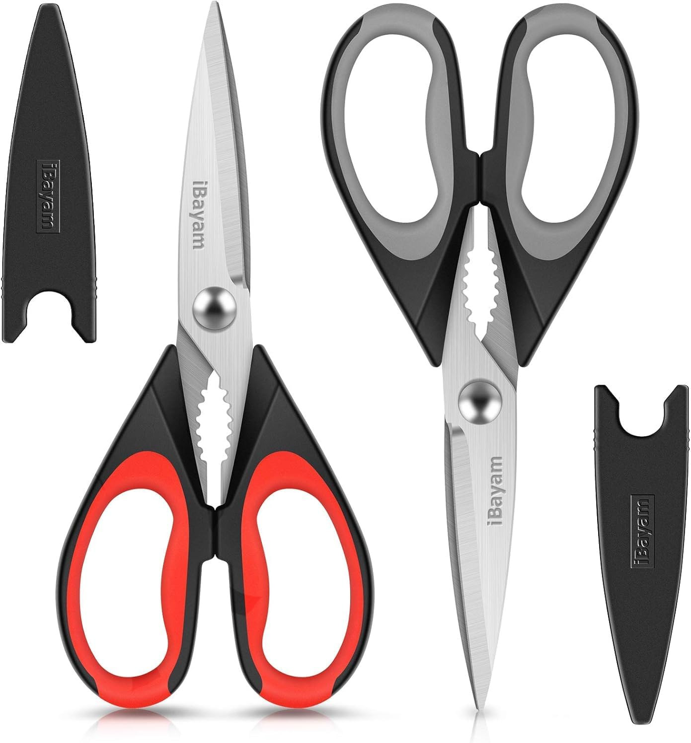 Kitchen Scissors All Purpose Heavy Duty 2 Pack with Protective Sheath, Stainless