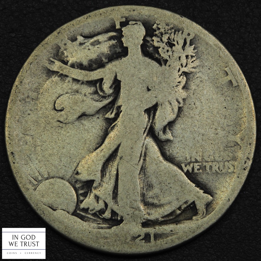 1921 D Walking Liberty Silver Half Dollar 50C