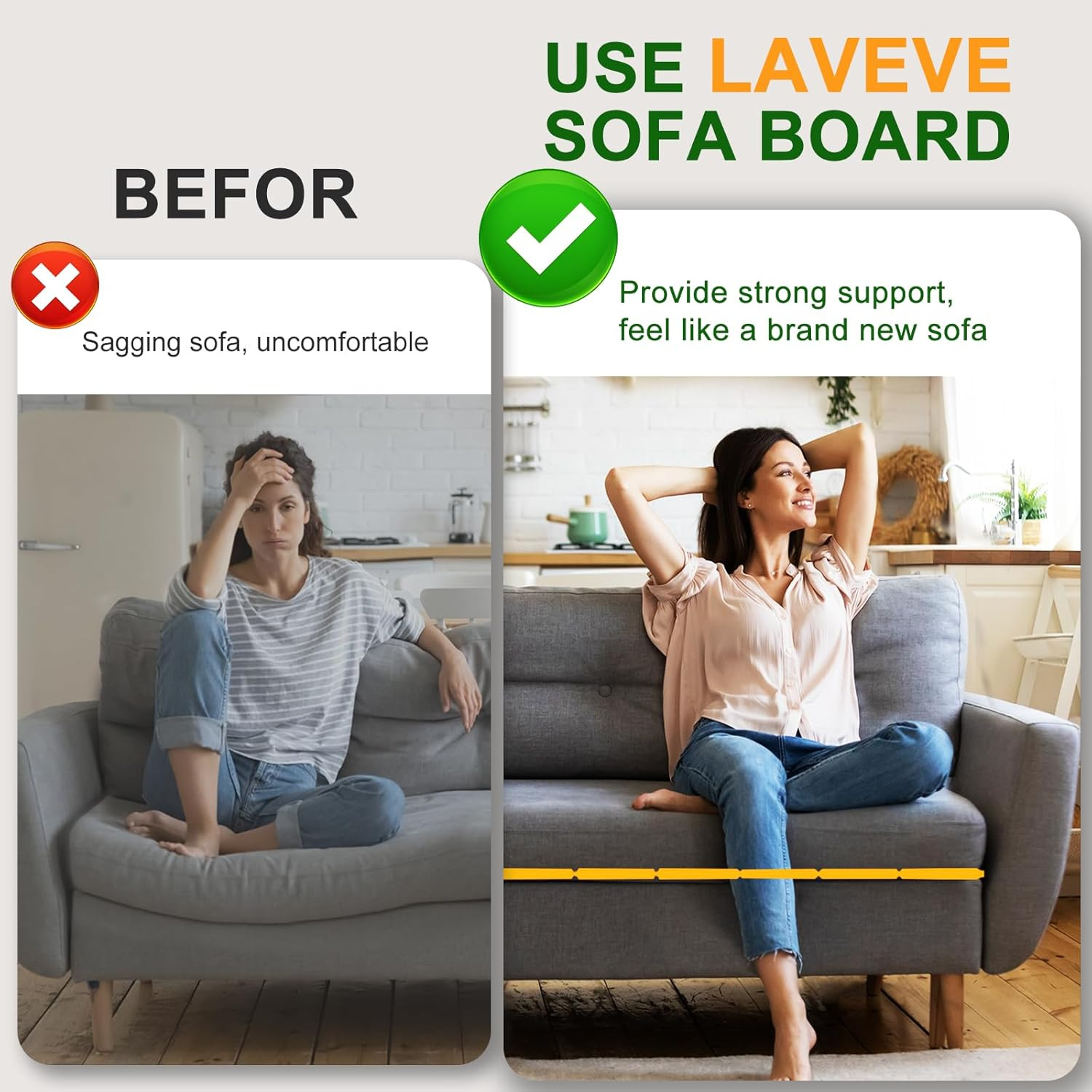 Heavy Duty Couch Cushion Support Board for Sagging Sofa, 21.5''X70'' Extra Thick