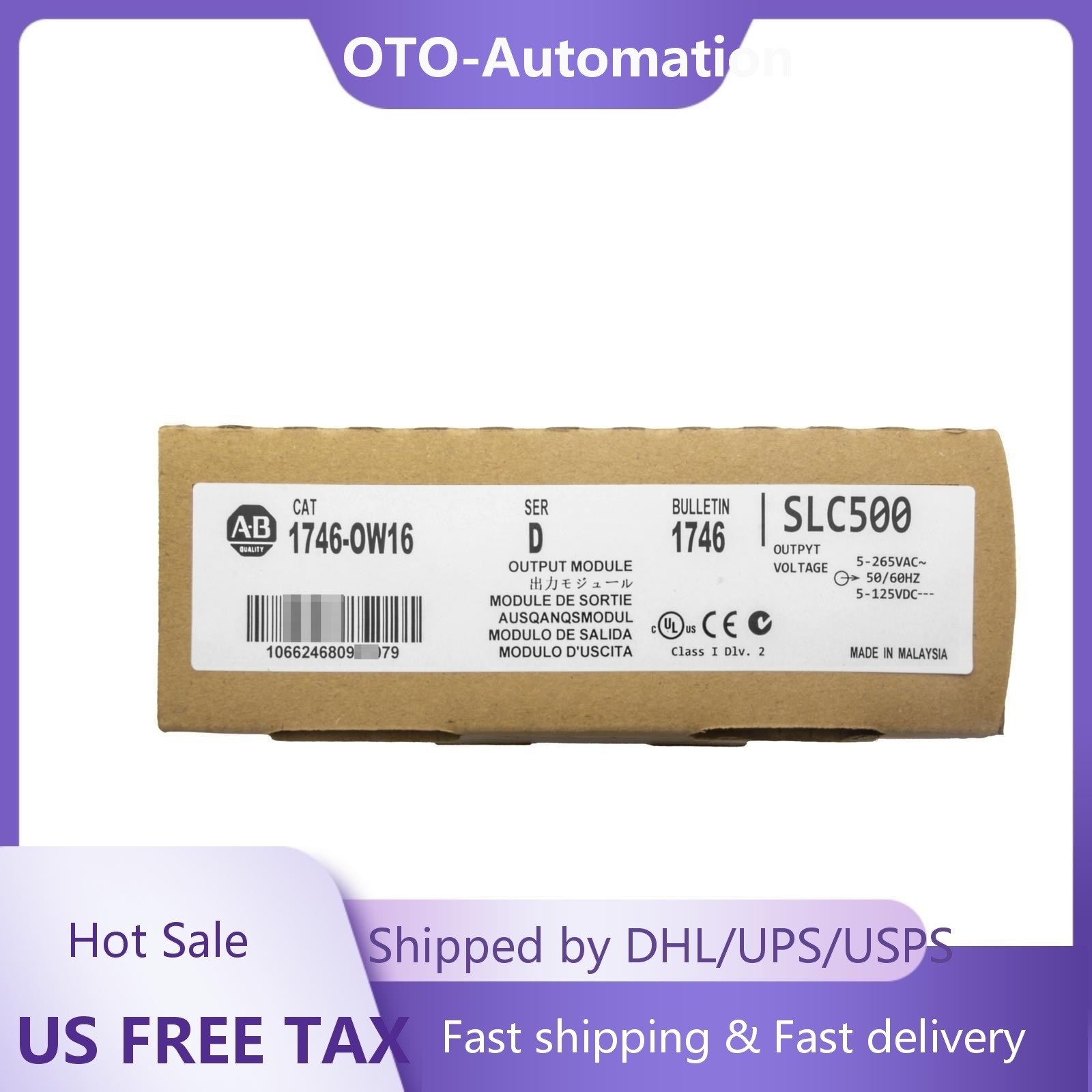 New Factory Sealed AB 1746-OW16 SLC 500 SerD Output Module US Free Tax