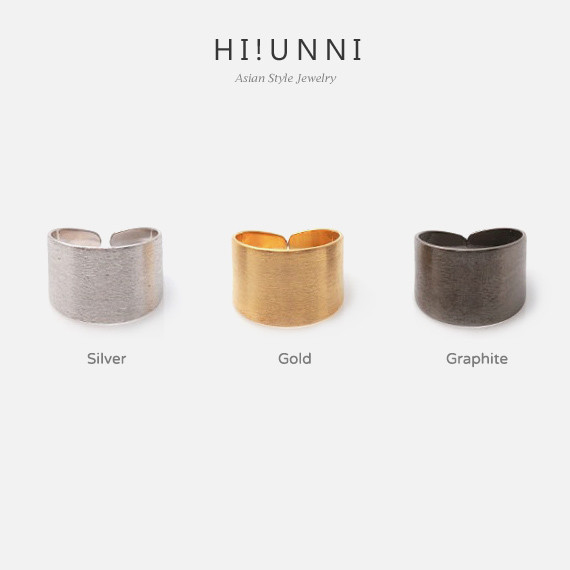 Brushed Metal Large Plat Ring / Korean style Adjustable Unique antique rings