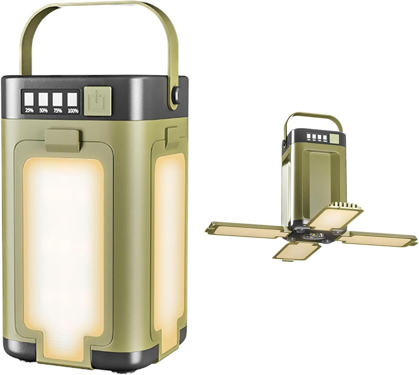 2 Pack Solar Powered Camping Lantern Lamp Rechargeable Waterproof Outdoor Lights