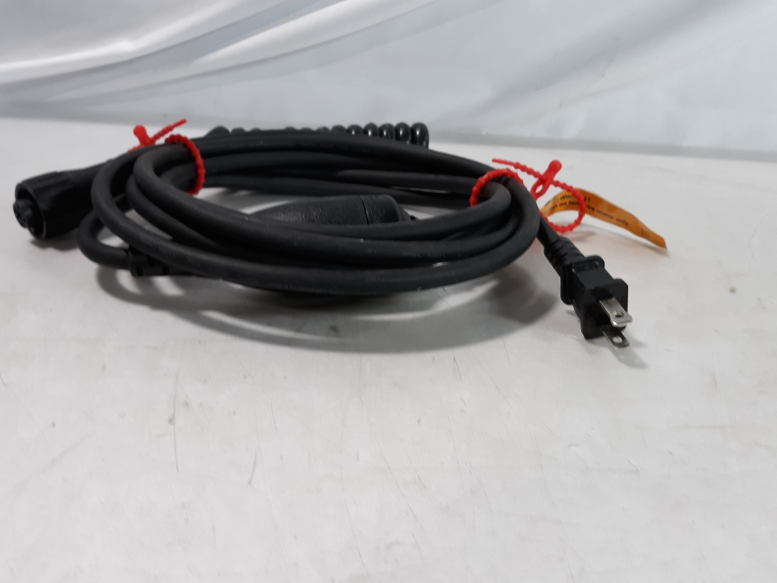 Amphenol SJOW E52825-A2 Coiled Power Cord 2-Wire Motor Connection US Plug Cable