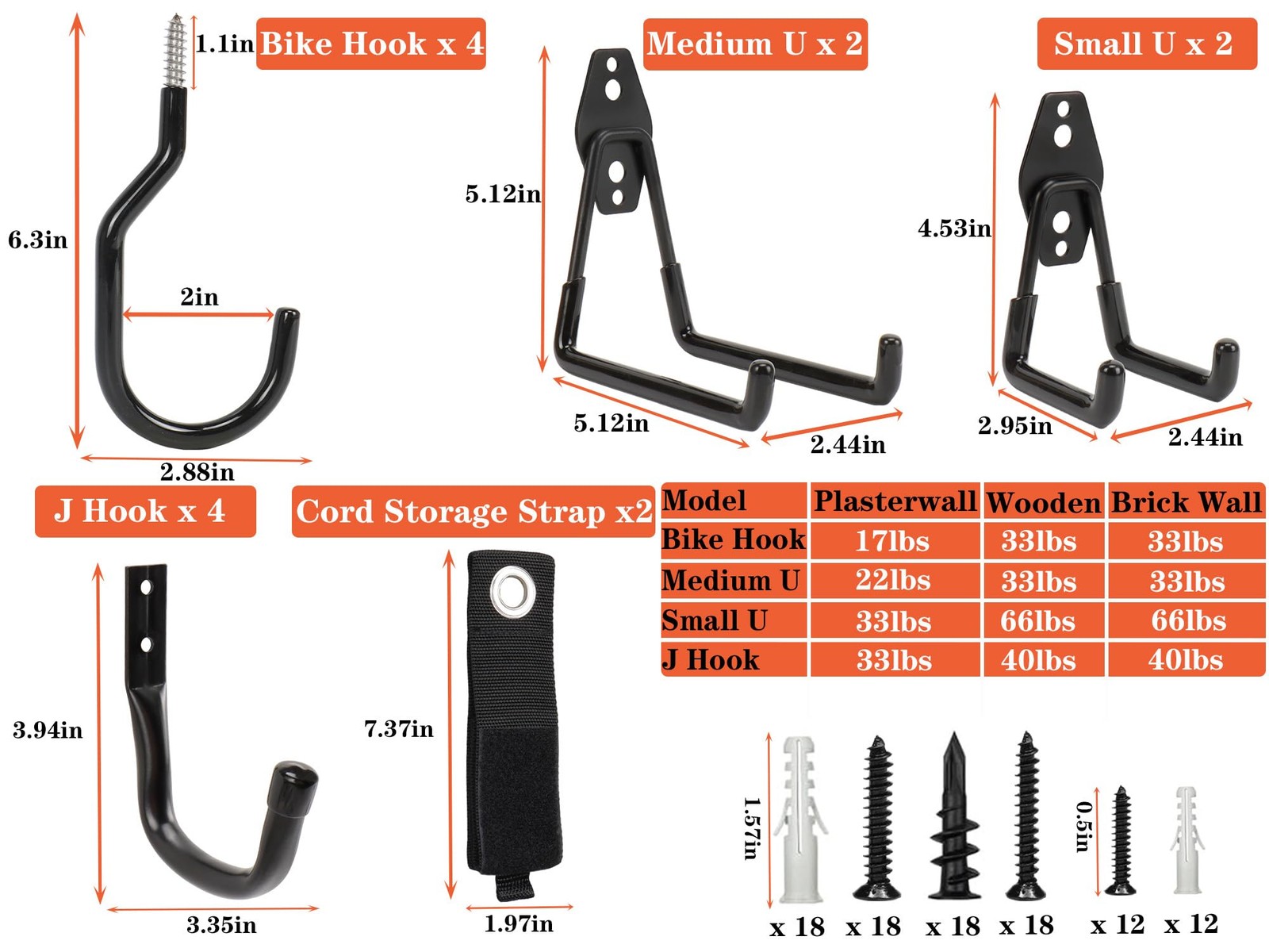 Garage Hooks, 14 Pack Garage Storage Hook Heavy Duty Solid Steel Wall Hooks, ...