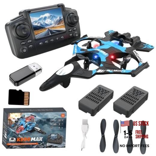 RC Plane for Kids with Camera,Build-in Screen,No Phone Needed,2 screen blue