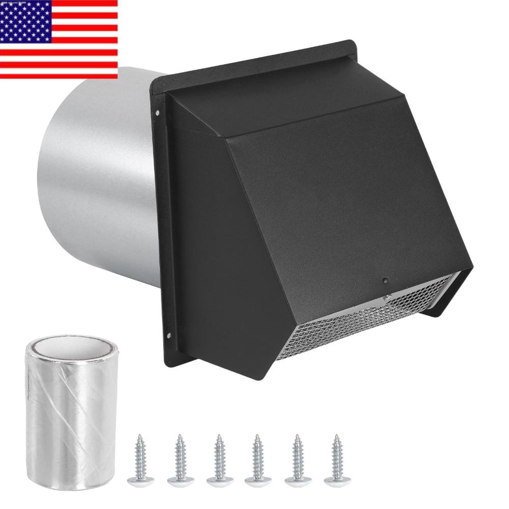 8 Inch Hooded Wall Vent with Screen and Damper,8 Inch Exhaust Vent Cover Cap for