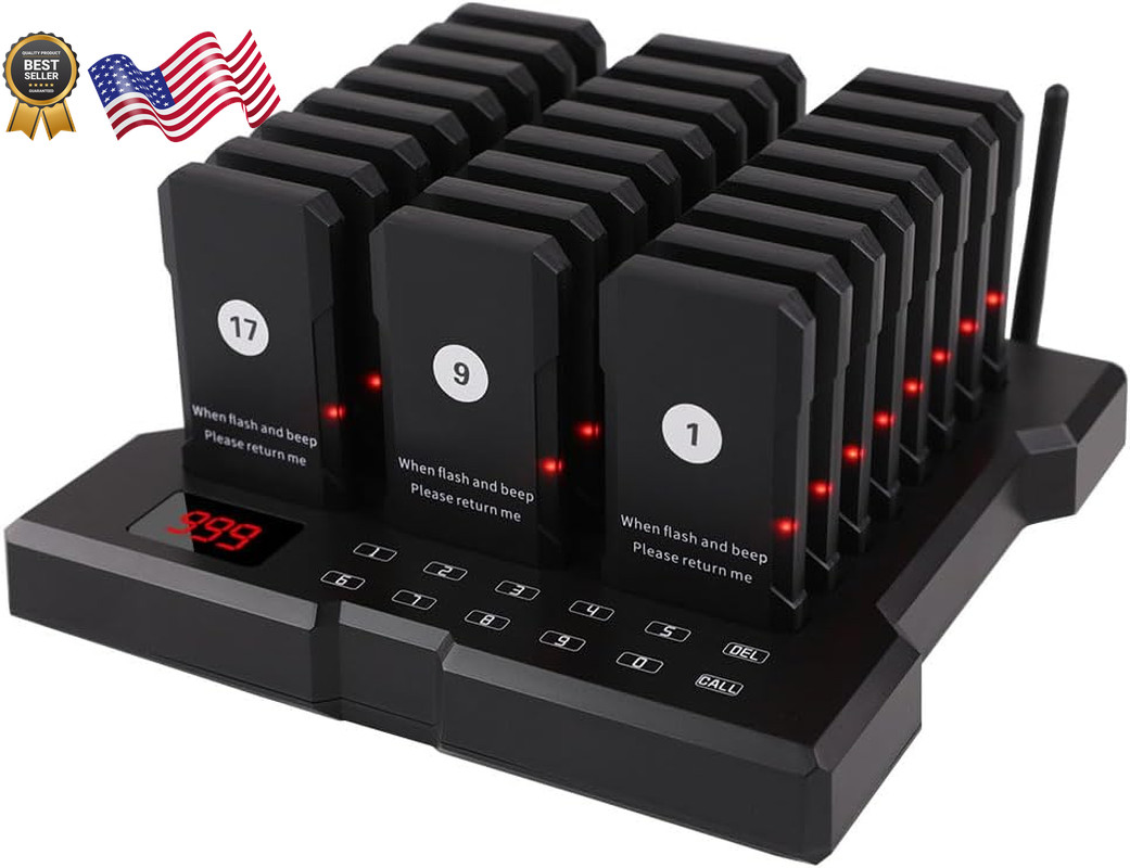 AGJ Restaurant Pager Wireless Calling System 24 Beepers Guest Customer Queue