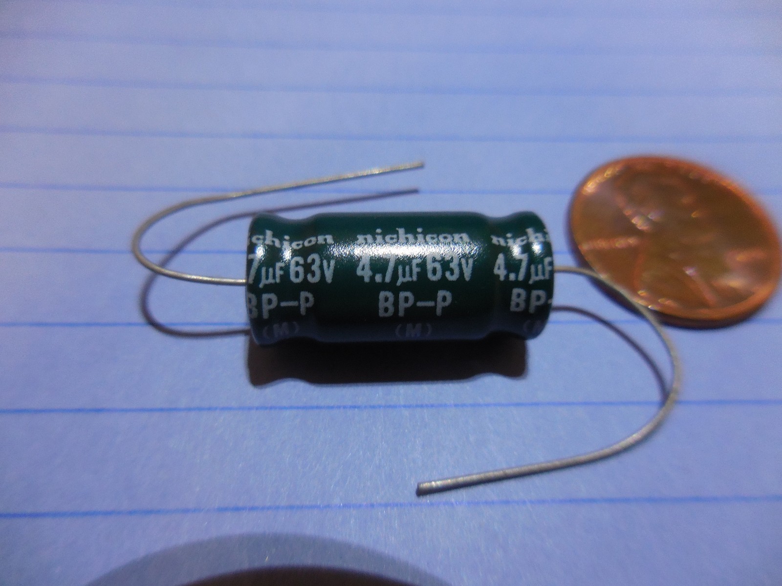 FOUR 4X Nichicon 4.7uf 63V Bi-Polar NP Audio Grade Capacitors Crossovers