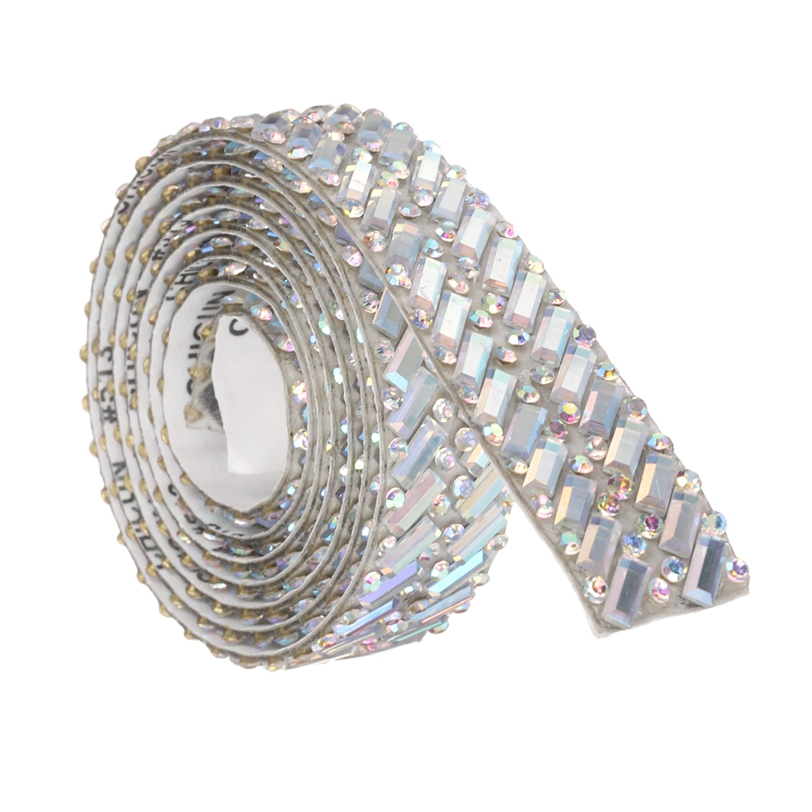 1 Roll 1 Yard x 0.59" Crystal Rhinestone Ribbon Glass Gem Strip, Iridescent