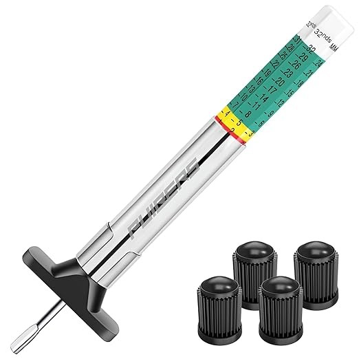 Professional Tire Tread Depth Gauge (1/32" & 25mm) - 6 Sided Color  Size: 1PCS