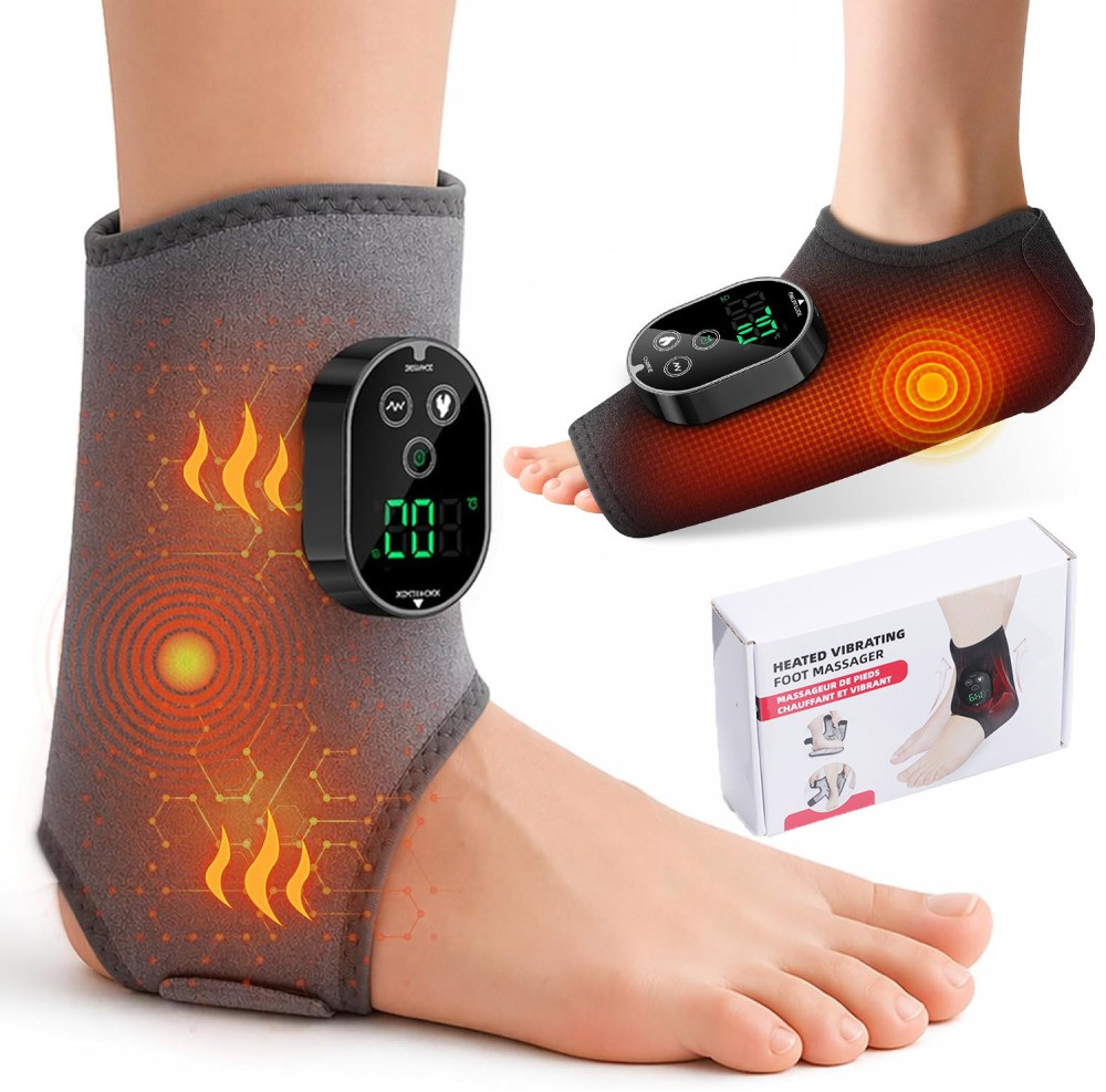Electric Foot Ankle Massager Pain Relief with 6 Heat Levels, 3 Vibration Modes