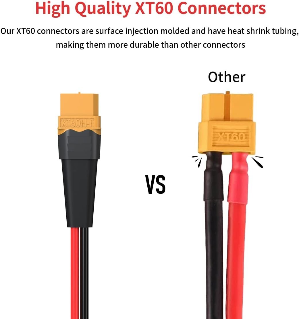 2FT XT60 Extension Cable - High-Quality Tinned Copper Connector for RC Battery