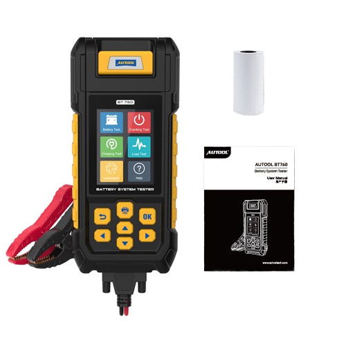 AUTOOL BT760 Battery Tester Load Charging Cranking Analyzer With Printer 8V~32V