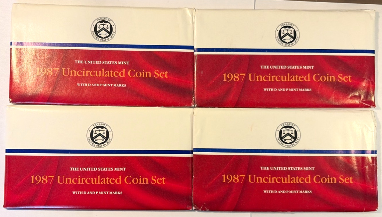 1987PD US Mint Uncirculated Sets in OGP w/COA, (4) Sets! Free Shipping!