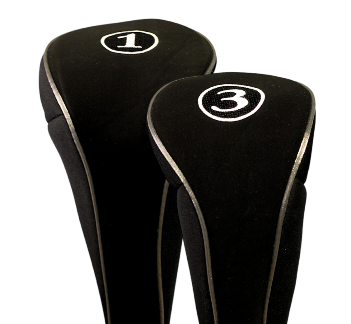 NEW BLACK ZIPPER DRIVER #1 3 FAIRWAY WOOD GOLF CLUB HEADCOVER SET HEAD COVER