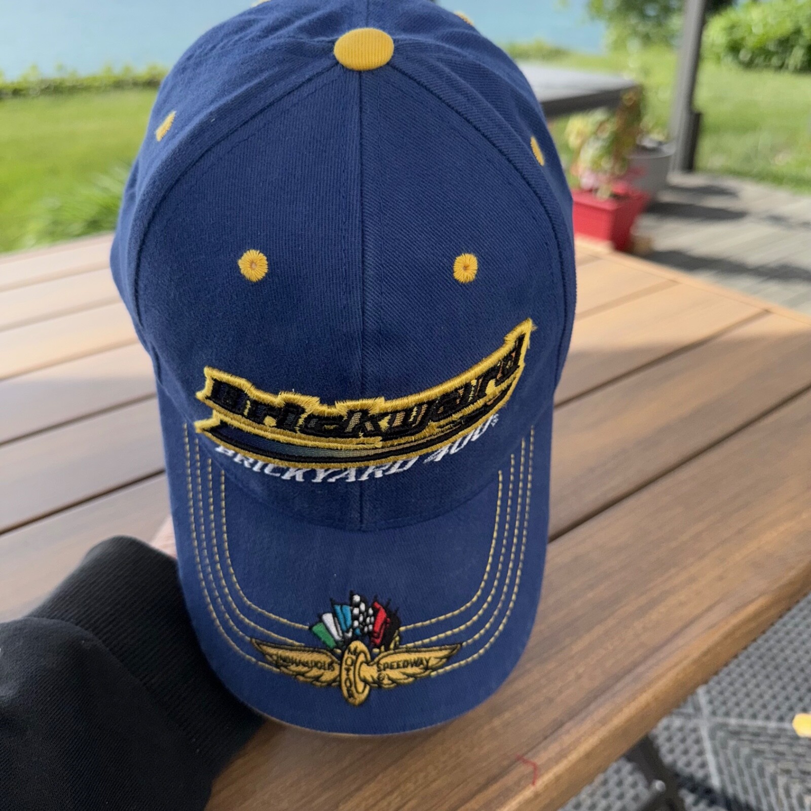 Brickyard 400 @ Indianapolis Motor Speedway Royal Blue Yellow Hat Cap Hook Loop