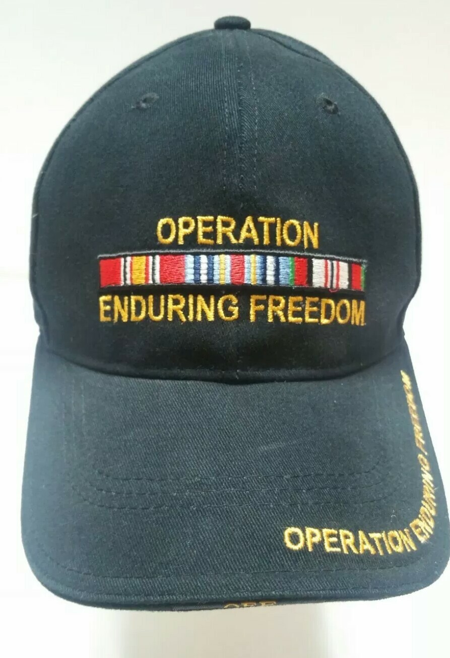 Operation Enduring Freedom- One size, Adjustable Closure Back-Black, box shipped