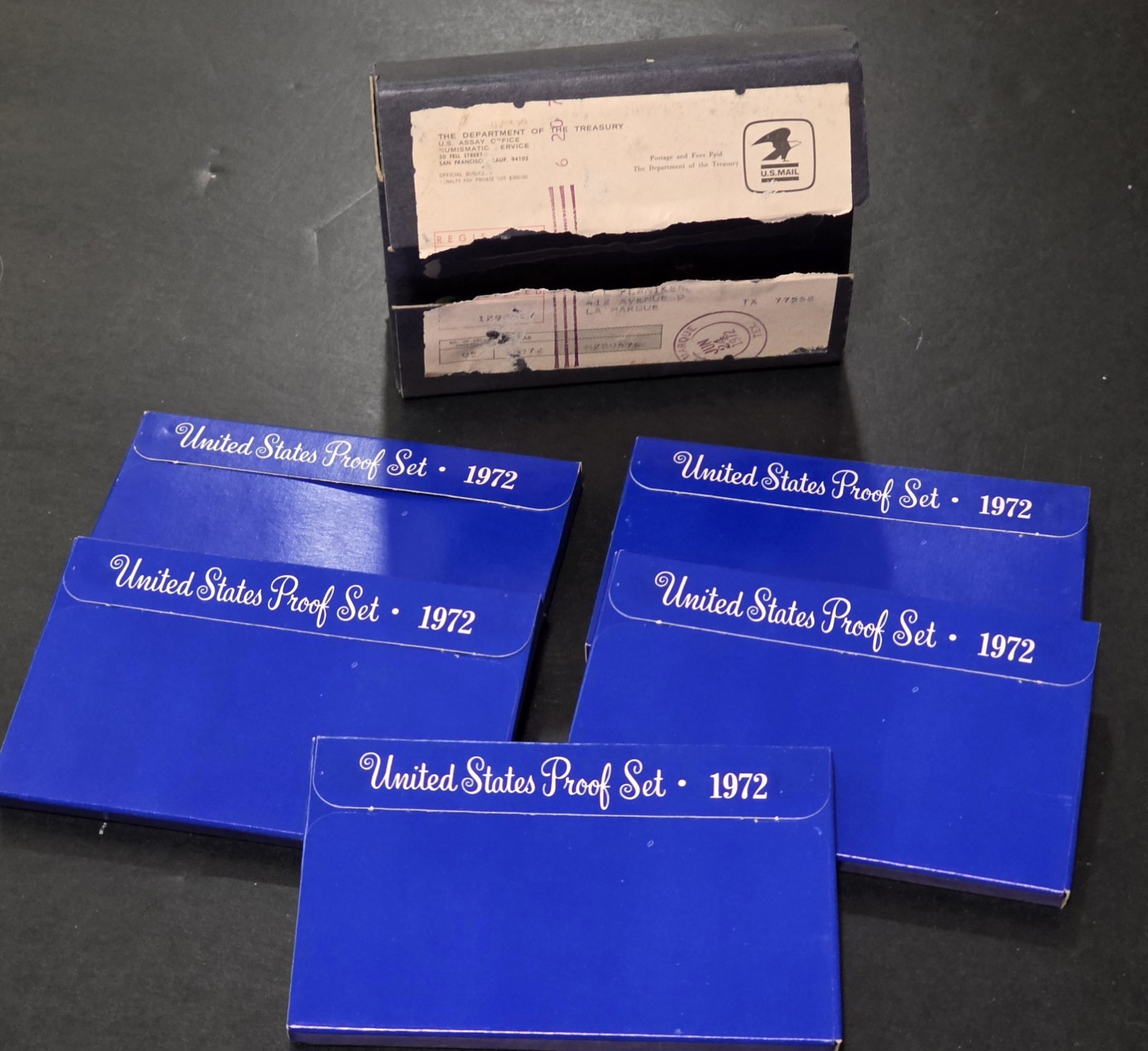 Original Case Of 5 1972 US Mint Proof Set Sealed W/Original Mailing Case