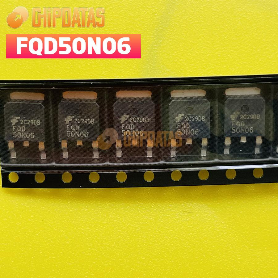 10pcs New FAIRCHILD FQD50N06 50A 60V N-Channel 50N06 SMD TO-252 MOSFET