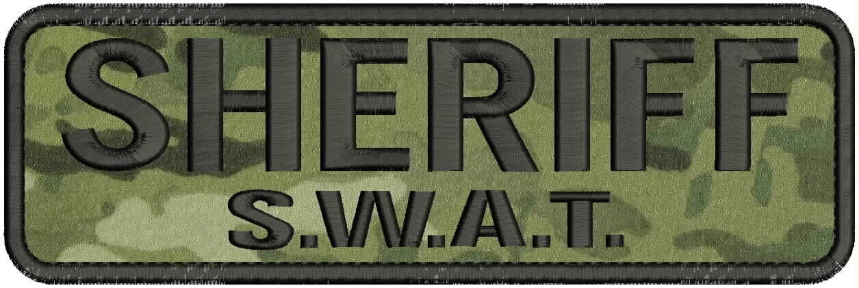 Sheriff SWAT embroidery patch 3x10 hook on back multicam