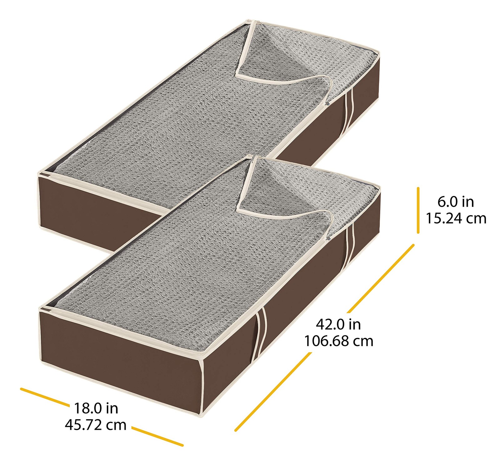 Under Bed Storage Bags 2 Pack, Zippered Underbed Jumbo, Java