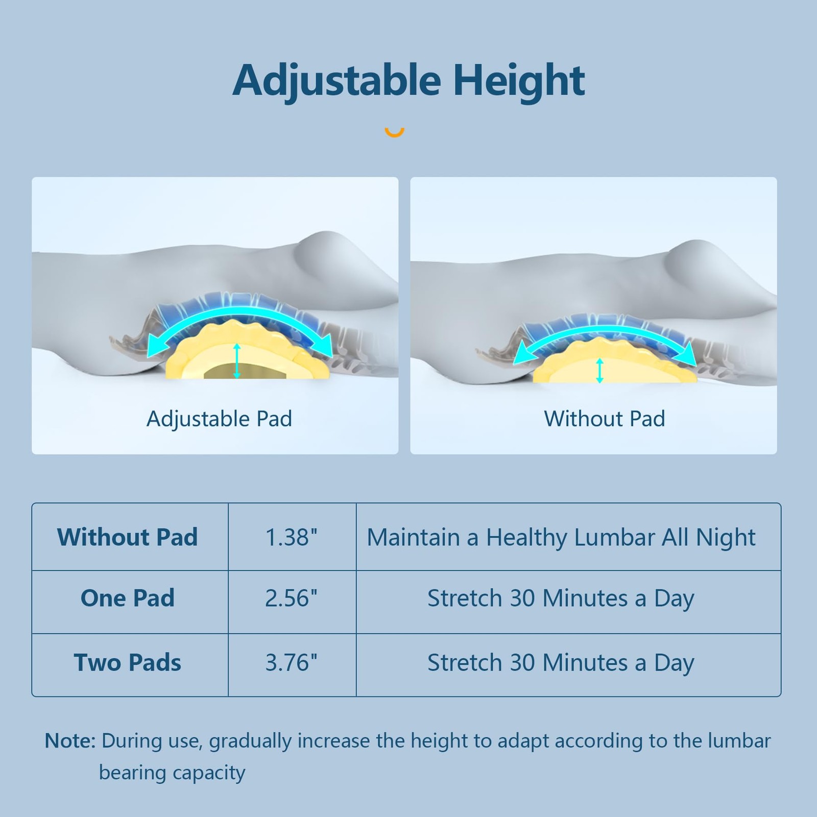 RESTCLOUD Adjustable Lumbar Support Includes a removable pad, Dark Blue