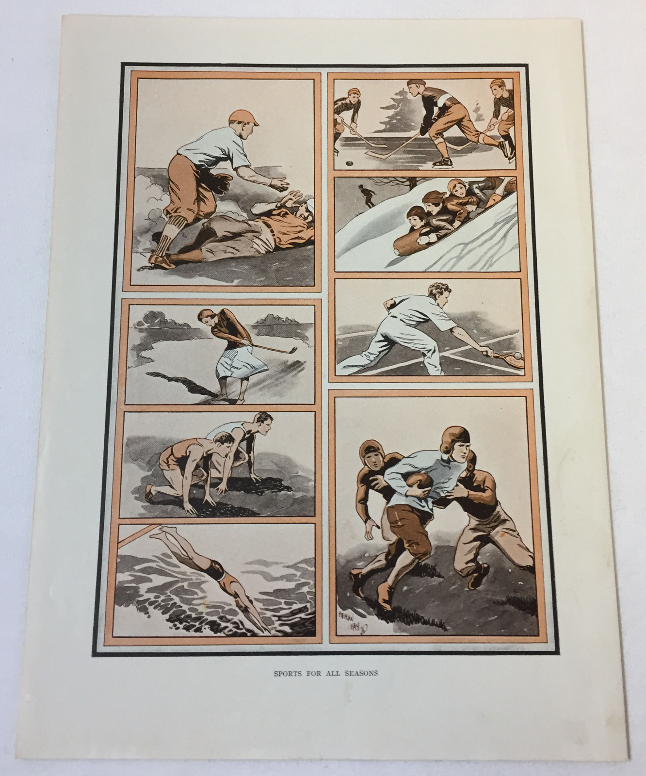1946 7x9.5 print ~ SPORTS FOR ALL SEASONS ~ Baseball,Hockey,Football,Golf,more