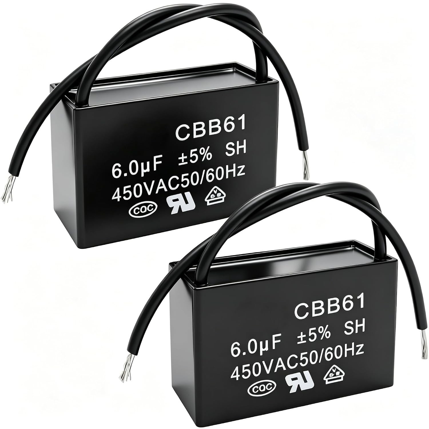 High Performance 2Pcs 6uF 450V AC Polypropylene Capacitors for Fan Applications